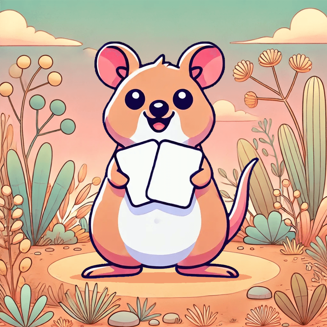 Illustration of a happy quokka using planning poker cards